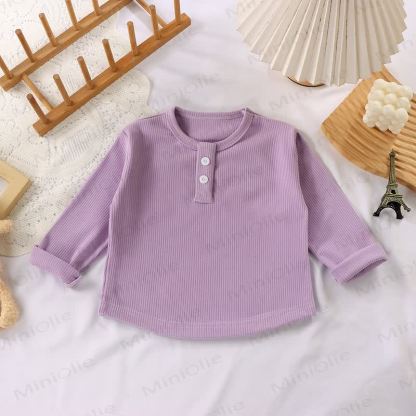 Toddler Multiple Color Options Casual Mock Neck Long Sleeve Tee - Lilac - 10-11T - image 3