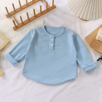 Toddler Multiple Color Options Casual Mock Neck Long Sleeve Tee - Wathet - 10-11T - image 5