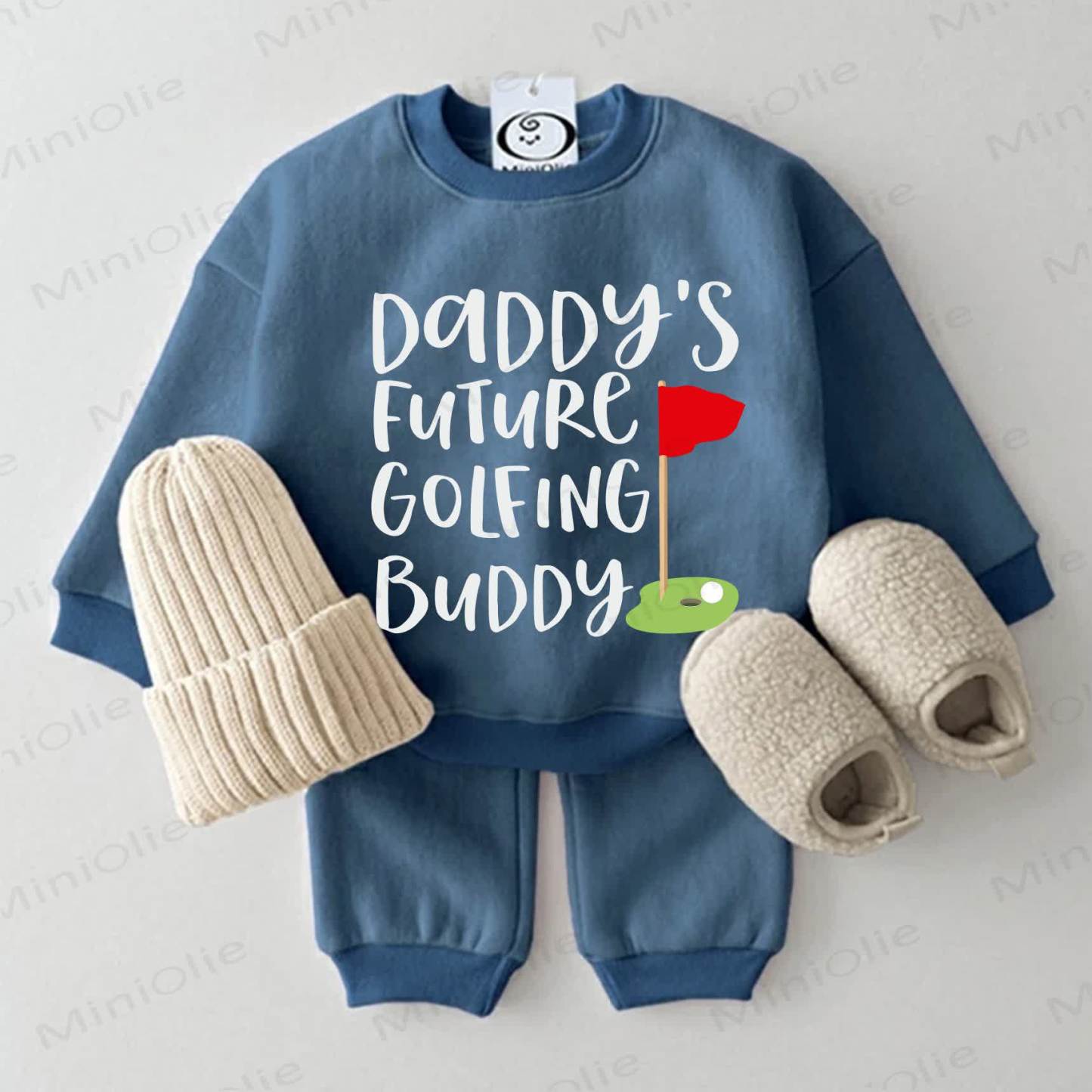 DADDY'S FUTURE GOLFING BUDDY Baby Sweatshirt 2-piece Blue Set - Blue - 2-3T - image 1