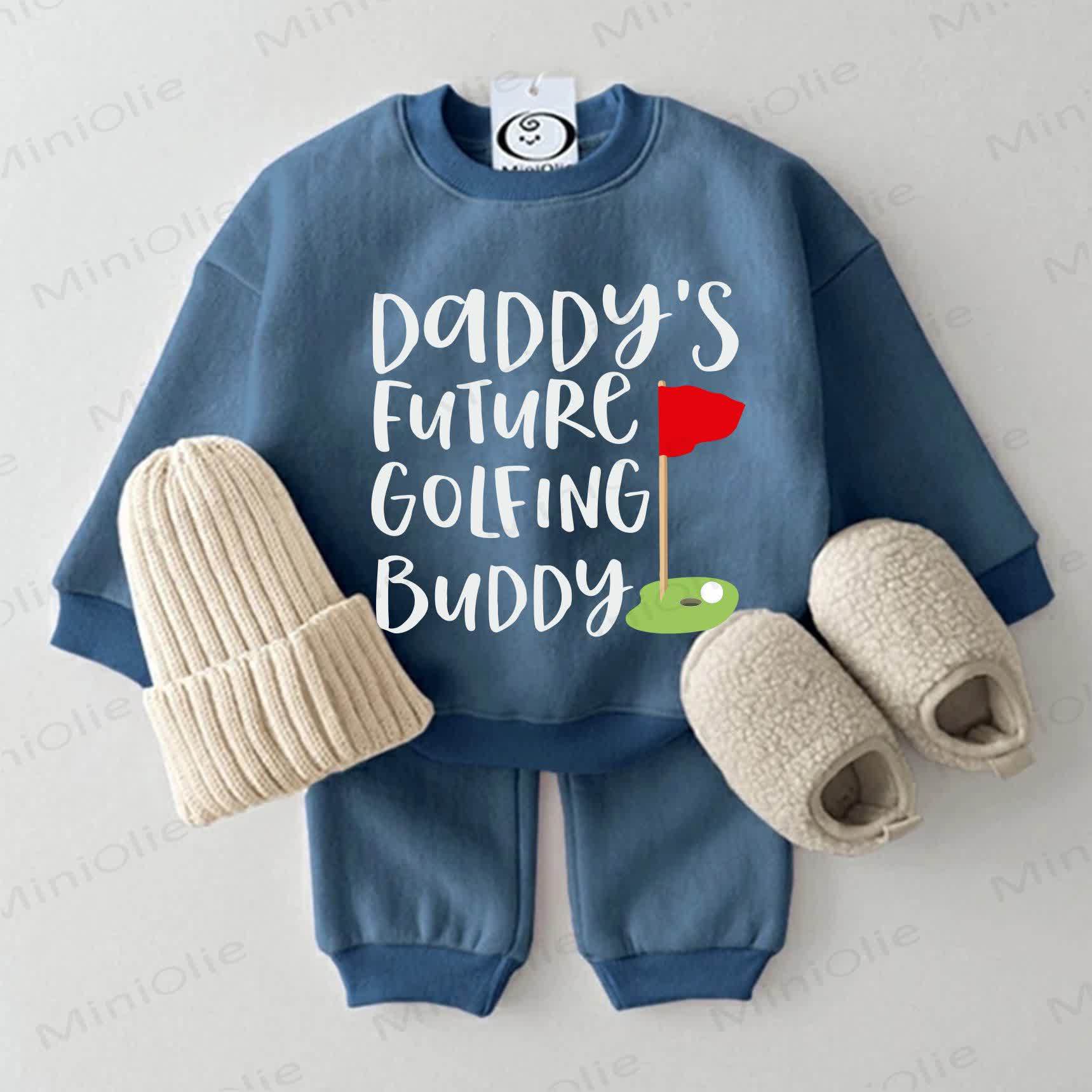 DADDY'S FUTURE GOLFING BUDDY Baby Sweatshirt 2-piece Blue Set - Blue - 2-3T - image 1
