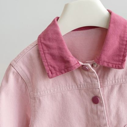 Toddler Girl Pink Contrast Collar Cat Pocket Jacket - image 3