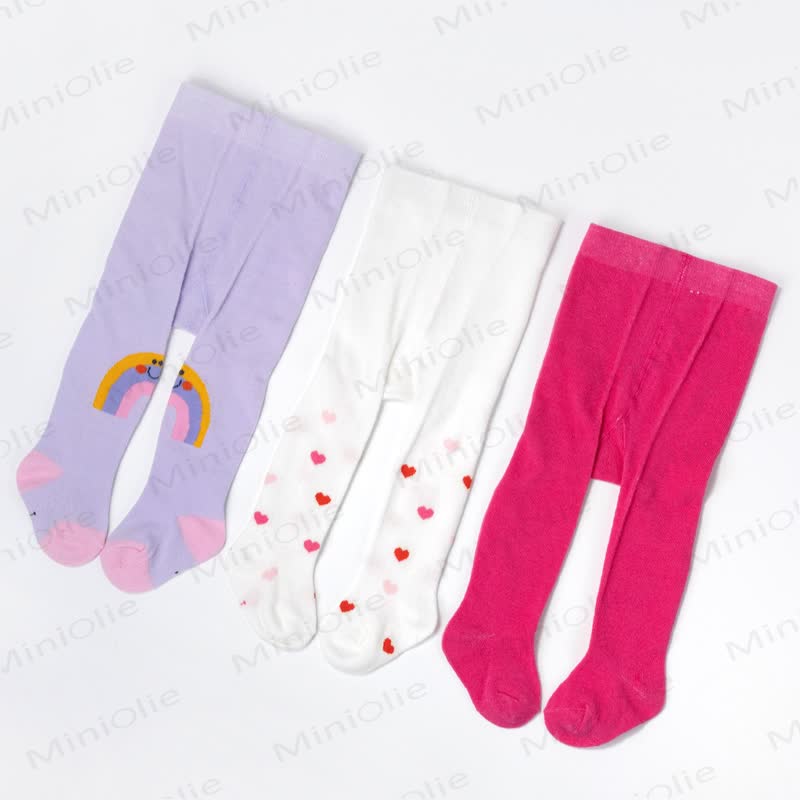 3-Pack Baby Mixed Print Footed Leggings - Rainbow & Heart & Pink - 2-3Y - image 6