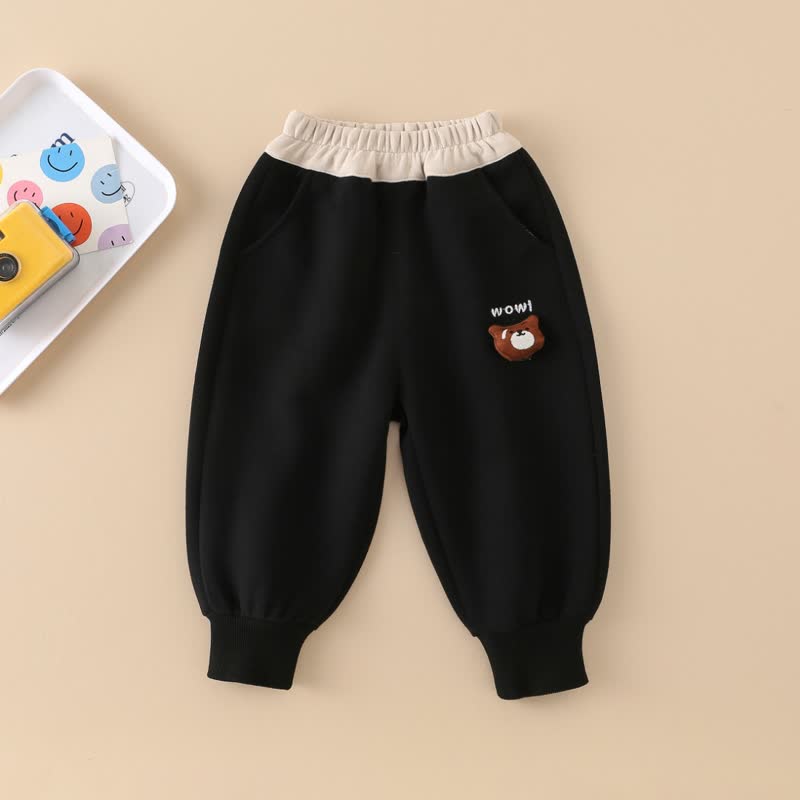 WOW! Baby Toddler Boy Bear Patch Jogger - Black - 6-7T - image 2