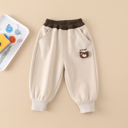 WOW! Baby Toddler Boy Bear Patch Jogger - Beige - 6-7T - image 4