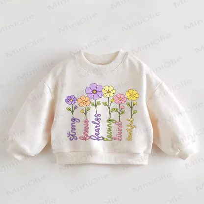 Baby Toddler Flower Slogan Cream Sweatshirt - Cream - 3-5T - image 1