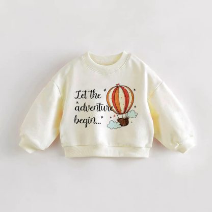 LET THE ADVENTURE BEGIN… Baby Toddler Hot Air Balloon Print Cream Sweatshirt - Cream - 3-5T - image 1