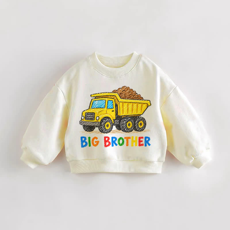 BIG BROTHER Baby Toddler Truck Print Cream Sweatshirt - Cream - 3-5T - image 1