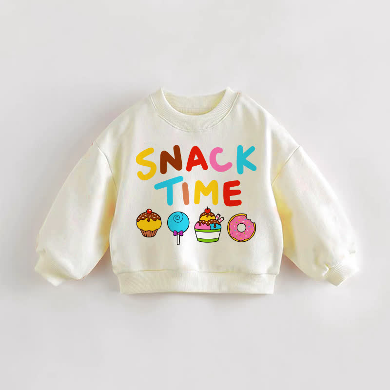 SNACK TIME Baby Toddler Food Cream Sweatshirt - Cream - 3-5T - image 1