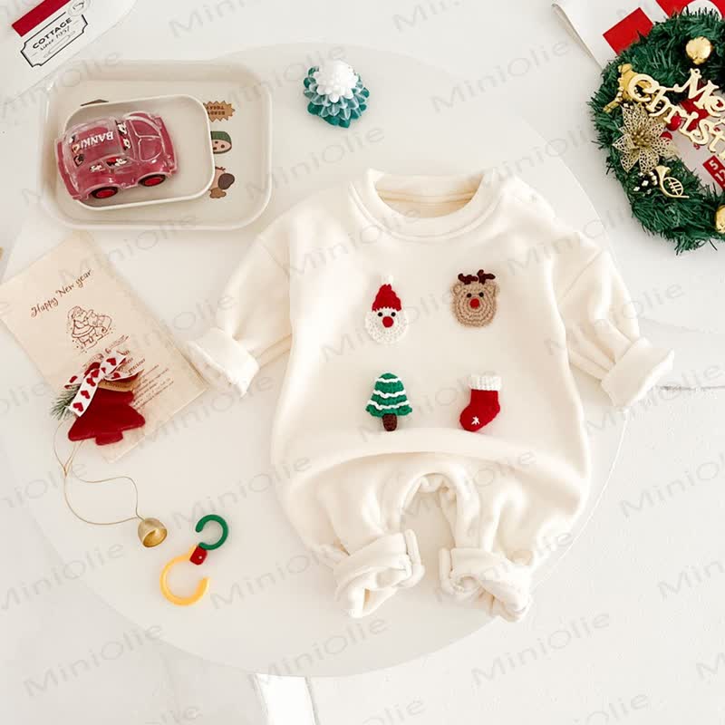 Baby Christmas Fleece Lined Romper - image 4