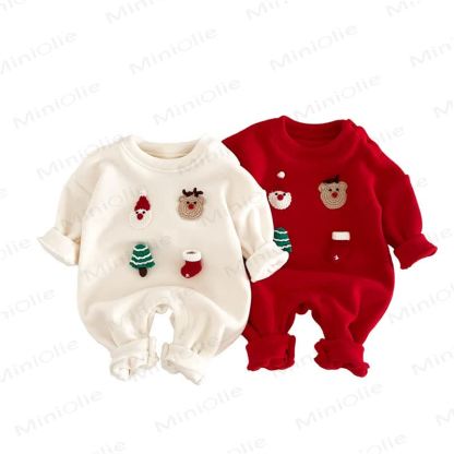 Baby Christmas Fleece Lined Romper - image 8