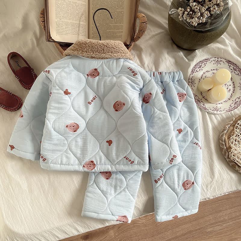 Toddler Baby Bear Quilted Fleece Collar Pyjama 2-piece Set - image 5
