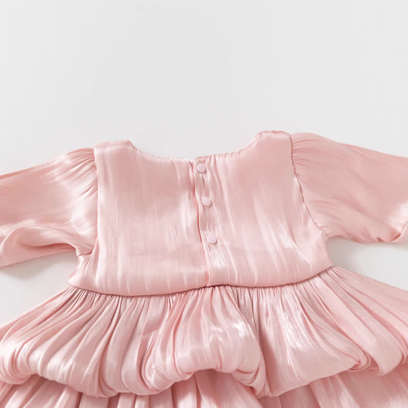 Baby Girls Bow Satin Long Sleeve Dress - image 6