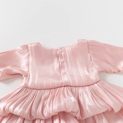 Baby Girls Bow Satin Long Sleeve Dress - image 6