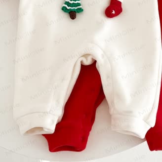 Baby Christmas Fleece Lined Romper - image 7