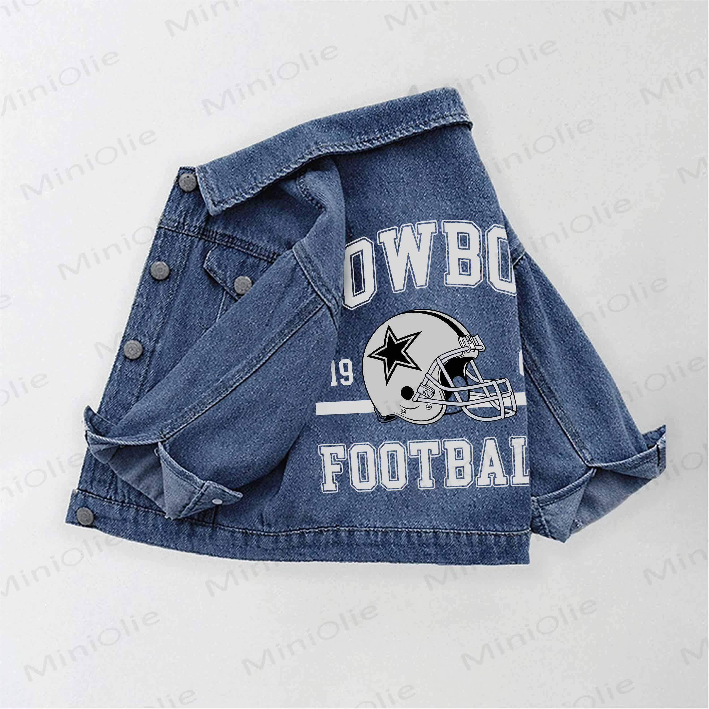 COWBOY FOOTBALL Toddler Kid Football Helmet Denim Jacket - Blue - 10-11T - image 1