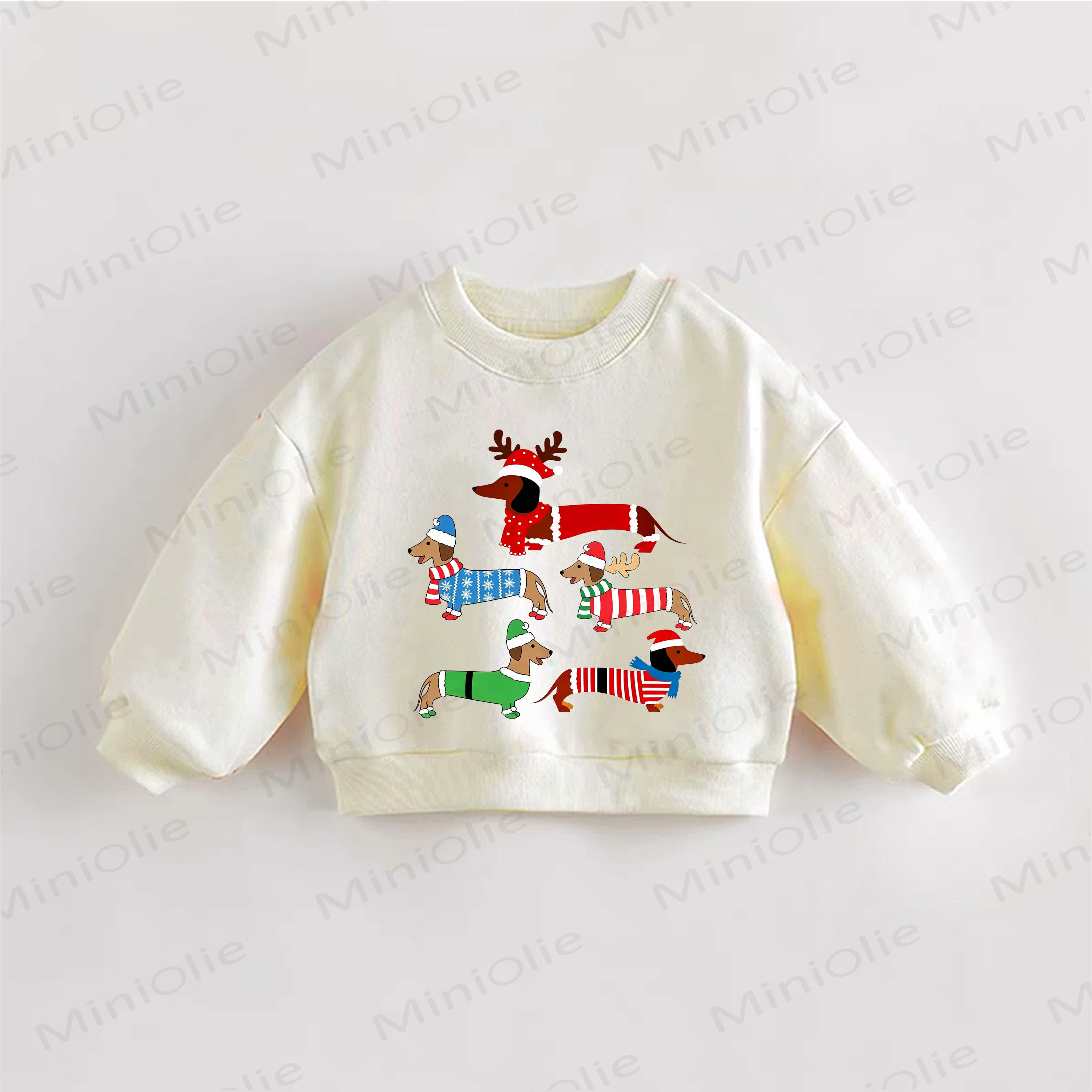 Baby Toddler Daschunds Cream Sweatshirt - Cream - 3-5T - image 1