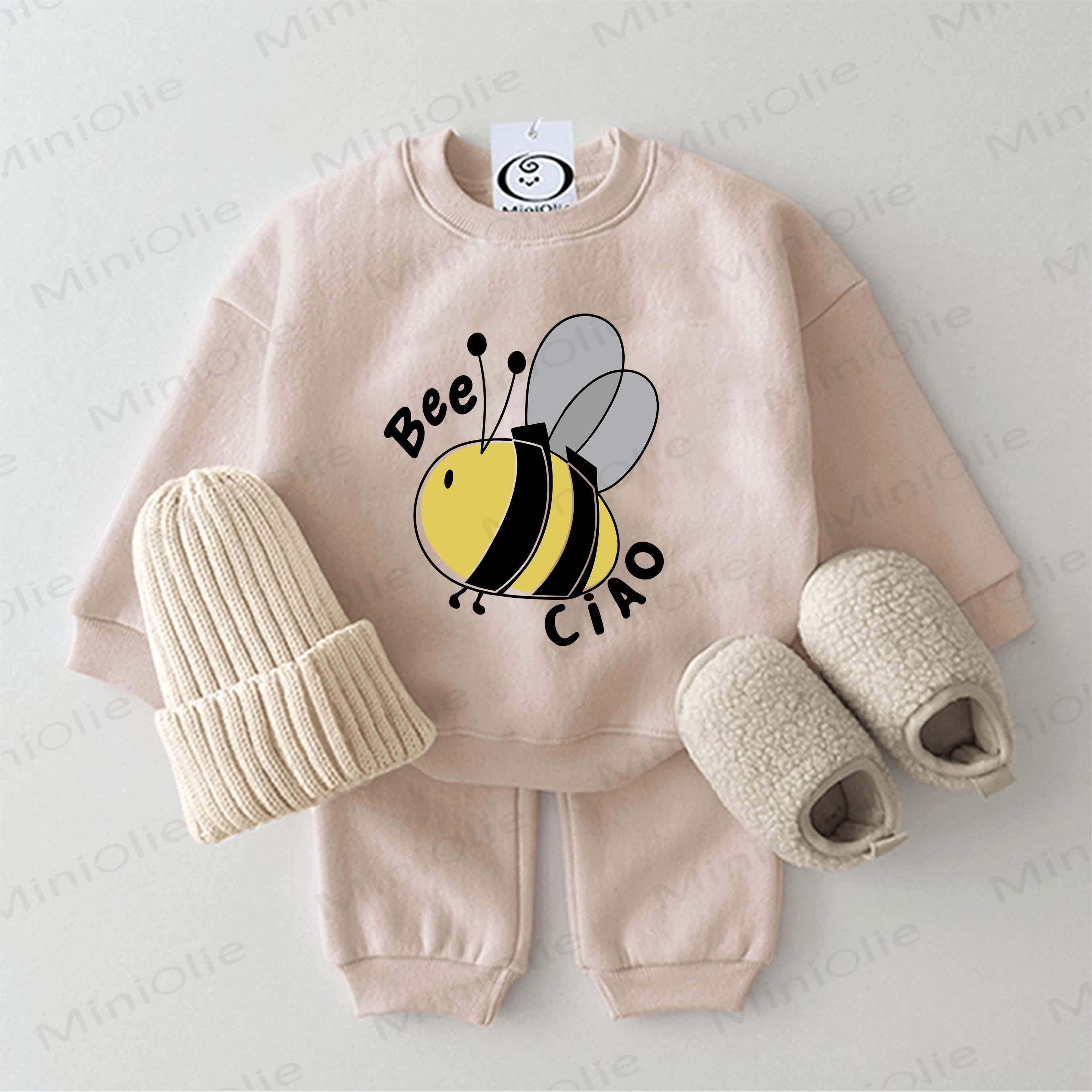 BEE CIAO Baby Bee Print 2-piece Beige Set - Beige - 2-3T - image 1