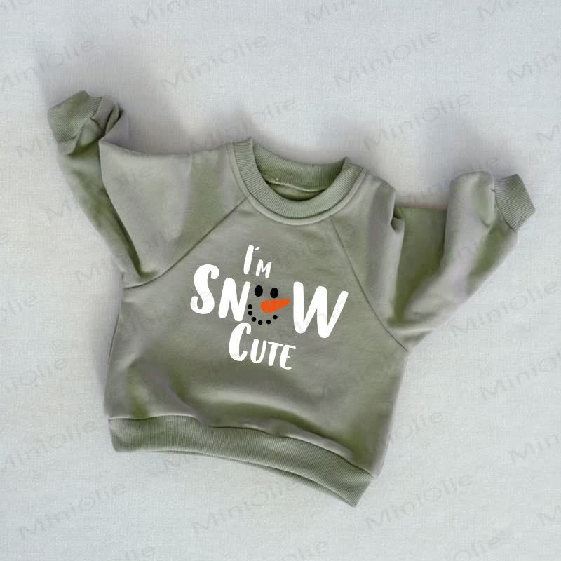 I'M SNOW CUTE Baby Toddler Snowman Grey Green Sweatshirt - Grey Green - 3-5T - image 1