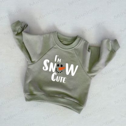 I'M SNOW CUTE Baby Toddler Snowman Grey Green Sweatshirt - Grey Green - 3-5T - image 1