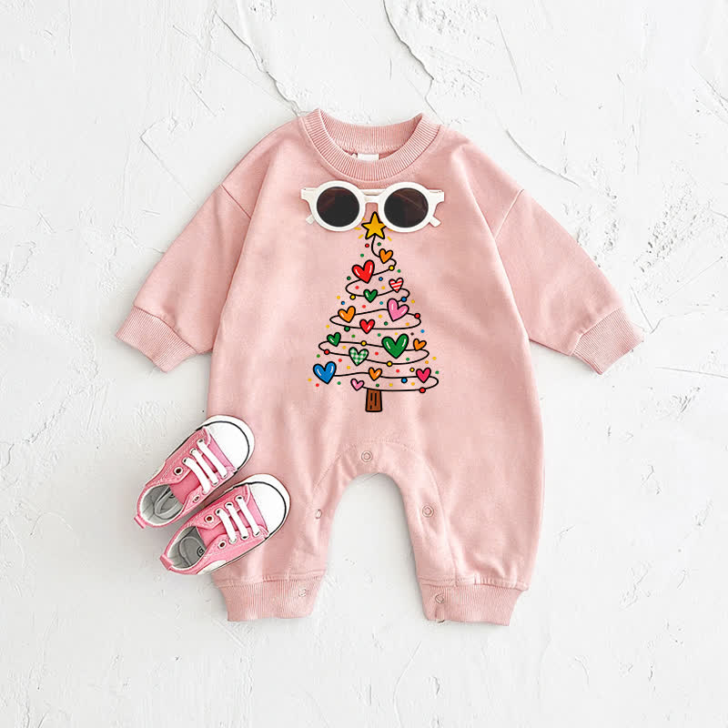 Baby Heart Christmas Tree Pink Romper - Pink - 2-3T - image 1