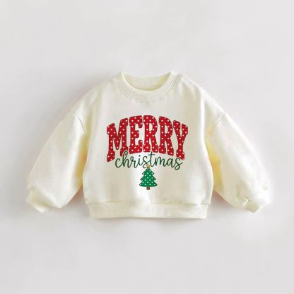 MERRY CHRISTMAS Baby Toddler Cream Sweatshirt - Cream - 3-5T - image 1