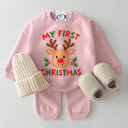 MY FIRST CHRISTMAS Baby Reindeer Sweatshirt 2-piece Set - Pink - 2-3T - image 2