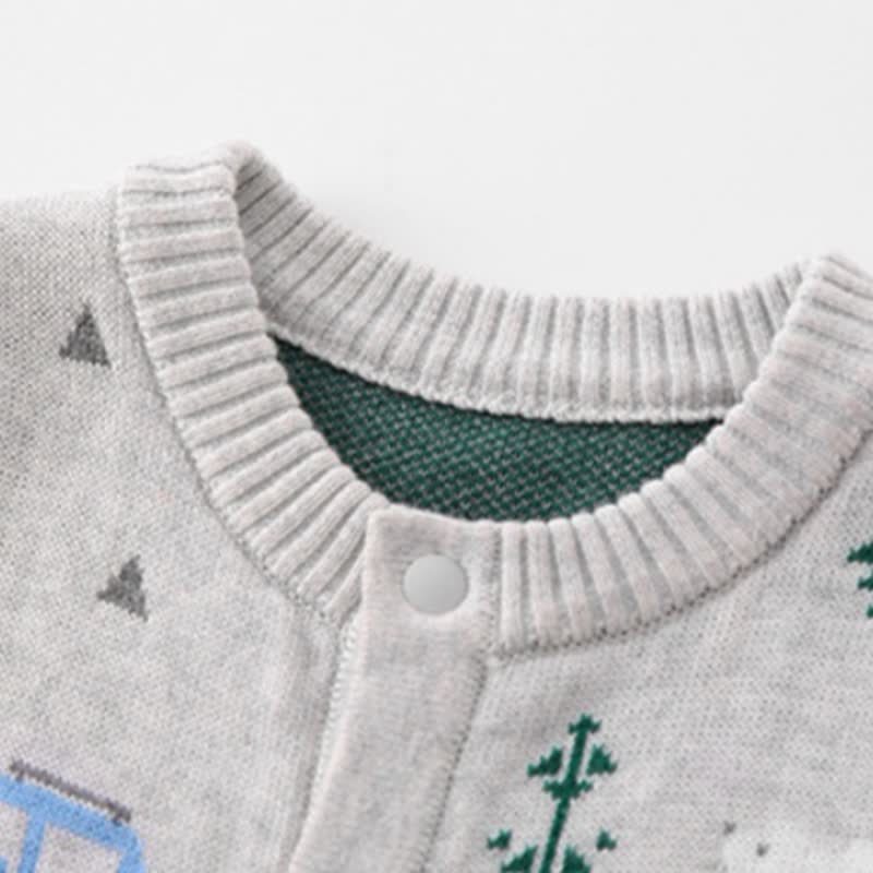 Baby Grey Car and Tree Pattern Snap Romper - image 4