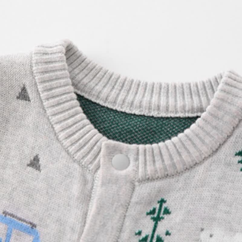 Baby Grey Car and Tree Pattern Snap Romper - image 4