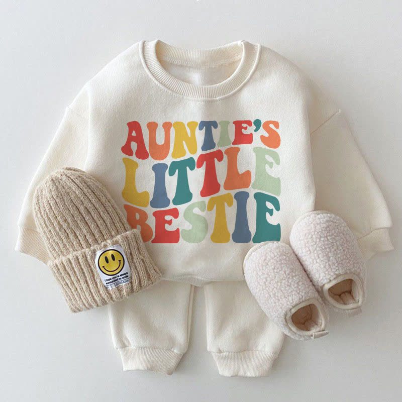 AUNTIE'S LITTLE BESTIE Baby White Sweatshirt 2-piece Set - White - 2-3T - image 1