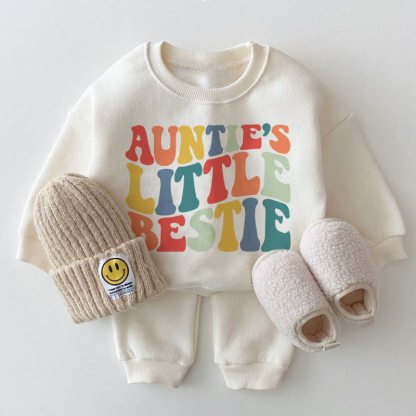 AUNTIE'S LITTLE BESTIE Baby White Sweatshirt 2-piece Set - White - 2-3T - image 1