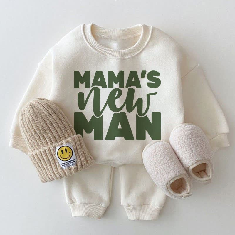 MAMA'S NEW MAN Baby White Sweatshirt 2-piece Set - White - 2-3T - image 1