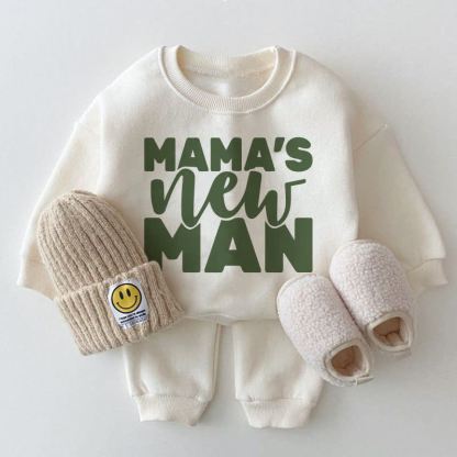 MAMA'S NEW MAN Baby White Sweatshirt 2-piece Set - White - 2-3T - image 1