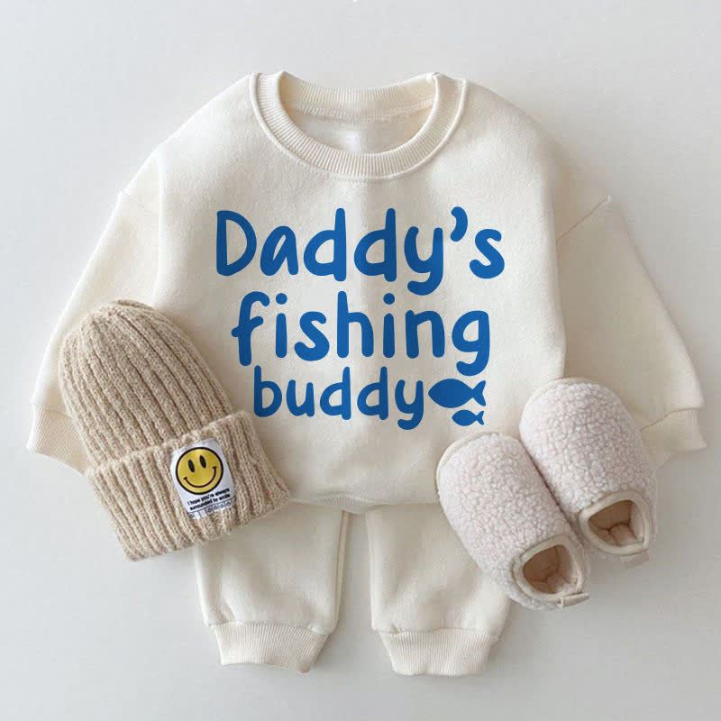 DADDY'S FISHING BUDDY Baby White Sweatshirt 2-piece Set - White - 2-3T - image 1