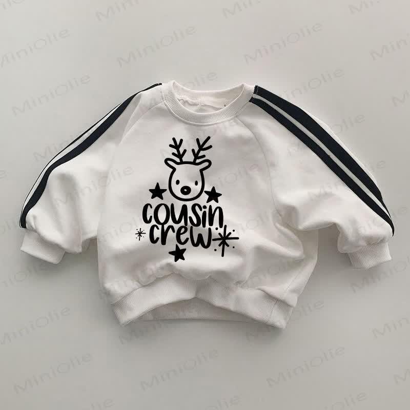 COUSIN CREW Baby Black Striped Sleeve White Sweatshirt - White - 2-3T - image 1