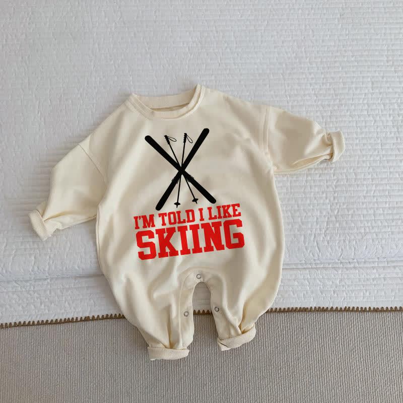 I'M TOLD I LIKE SKIING Baby Beige Romper - Beige - 2-3T - image 1