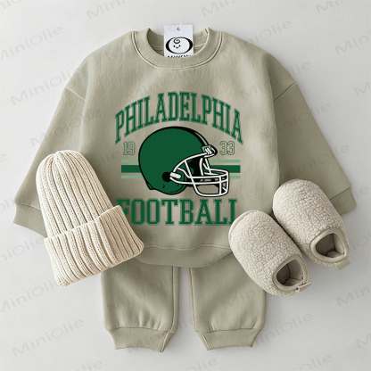 PHILADELPHIA FOOTBALL Baby Football Helmet Grey Green Sweatshirt 2-piece Set - Grey Green - 2-3T - image 1