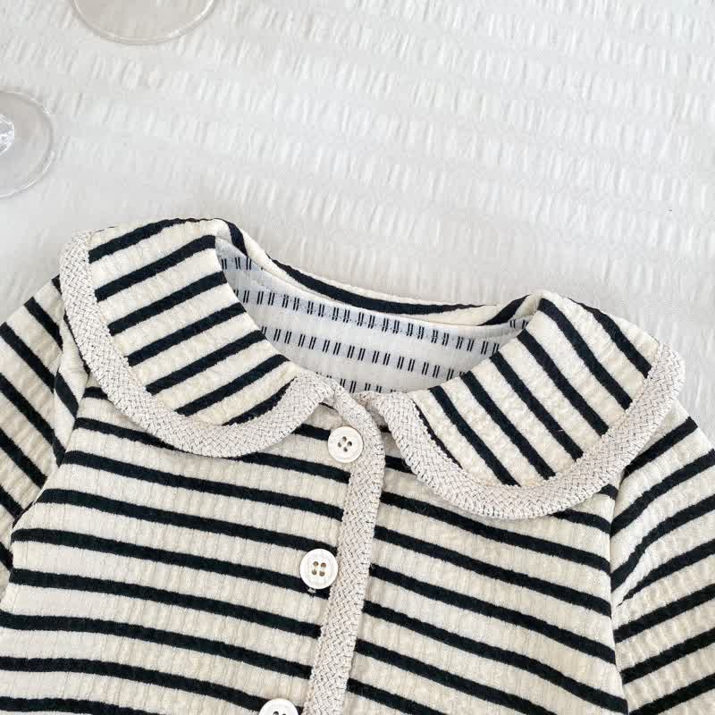 Toddler Baby Girl Striped Knit Cardigan and Pants 2-piece Set - image 3