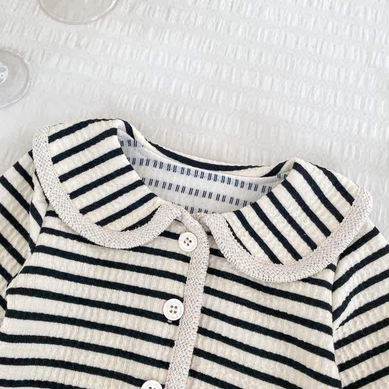 Toddler Baby Girl Striped Knit Cardigan and Pants 2-piece Set - image 3