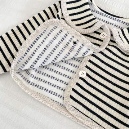 Toddler Baby Girl Striped Knit Cardigan and Pants 2-piece Set - image 5