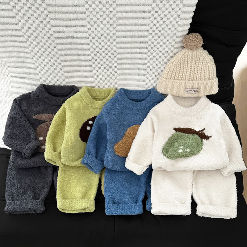 Baby Toddler Fruit Plush Pullover and Pants Pajama 2-piece Set - image 1