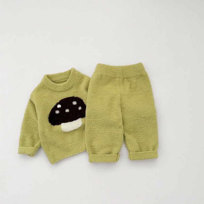 Baby Toddler Fruit Plush Pullover and Pants Pajama 2-piece Set - Green - 3-4T - image 3