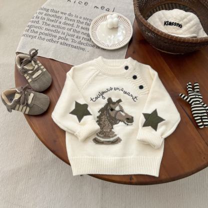 Baby Toddler Horse Sweater or Solid Color Pants - Beige - 4-5T - image 3