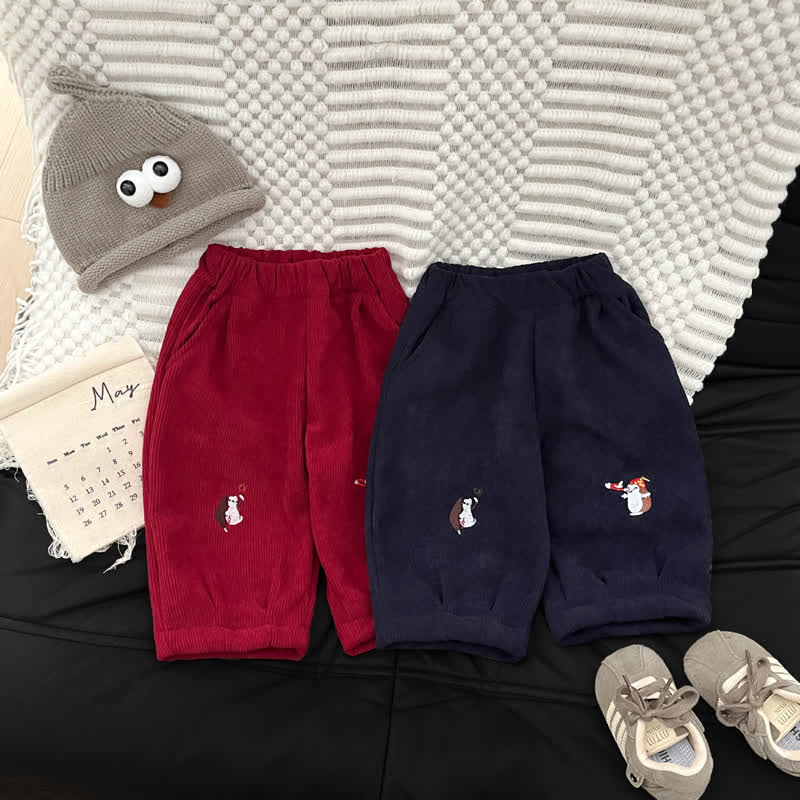 Baby Toddler Penguin Embroidered Corduroy Pants - image 1