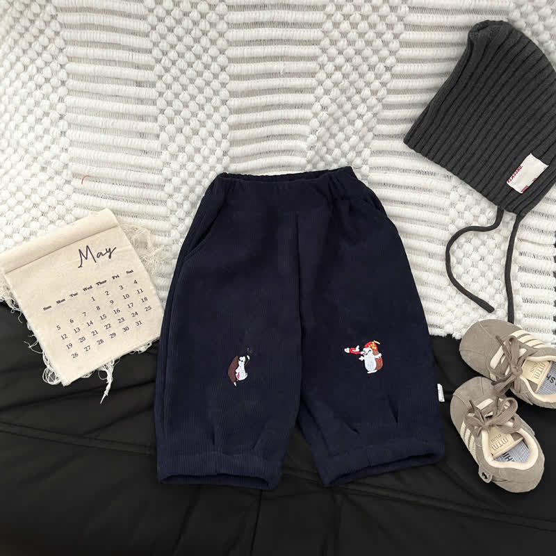 Baby Toddler Penguin Embroidered Corduroy Pants - Navy - 3-4T - image 2