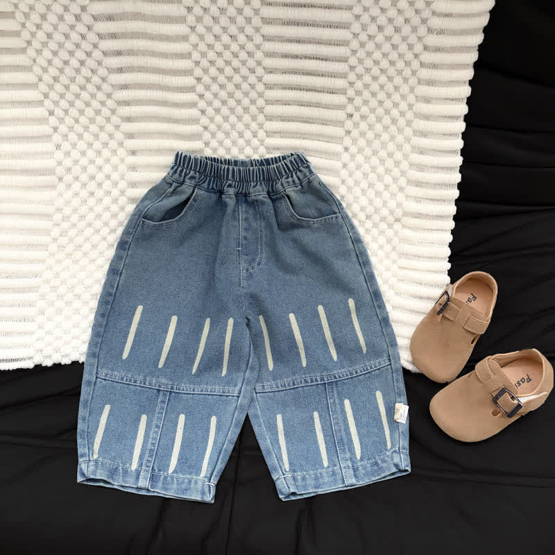 Baby Toddler Blue Vertical Stripes Denim Pants - Blue - 4-5T - image 1
