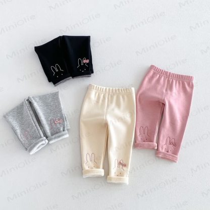 Baby Toddler Bunny Embroidered Fleece Lined Leggings - image 12