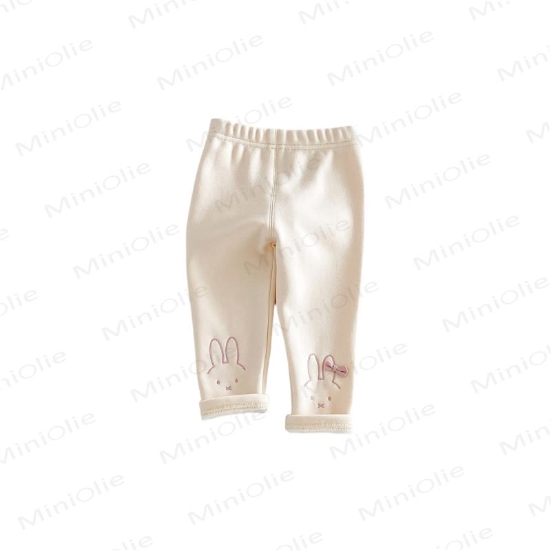 Baby Toddler Bunny Embroidered Fleece Lined Leggings - image 11