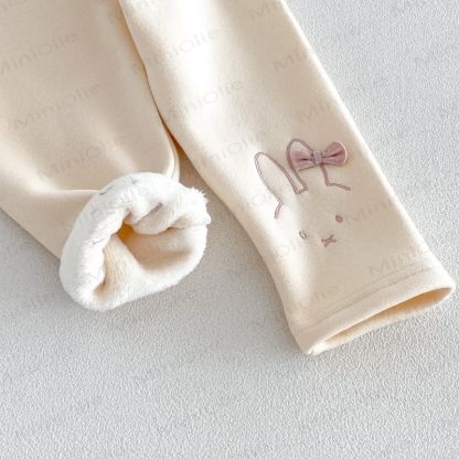 Baby Toddler Bunny Embroidered Fleece Lined Leggings - image 9