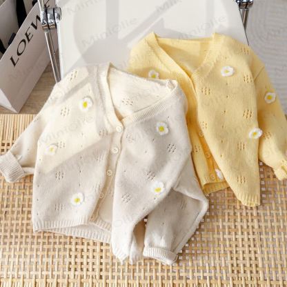 Toddler Floral Knit V- Neck Cardigan - image 1