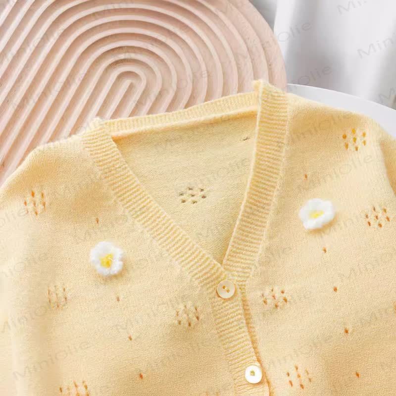 Toddler Floral Knit V- Neck Cardigan - image 4